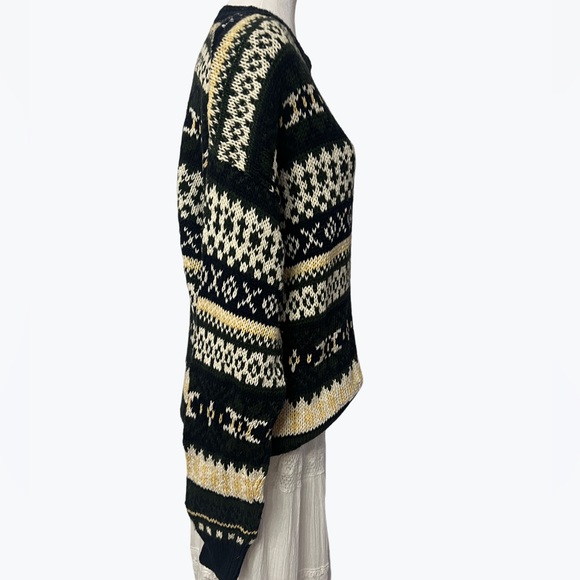 Vintage Ivy Crew Sweater Navy Green Cream Large - Picture 2 of 5